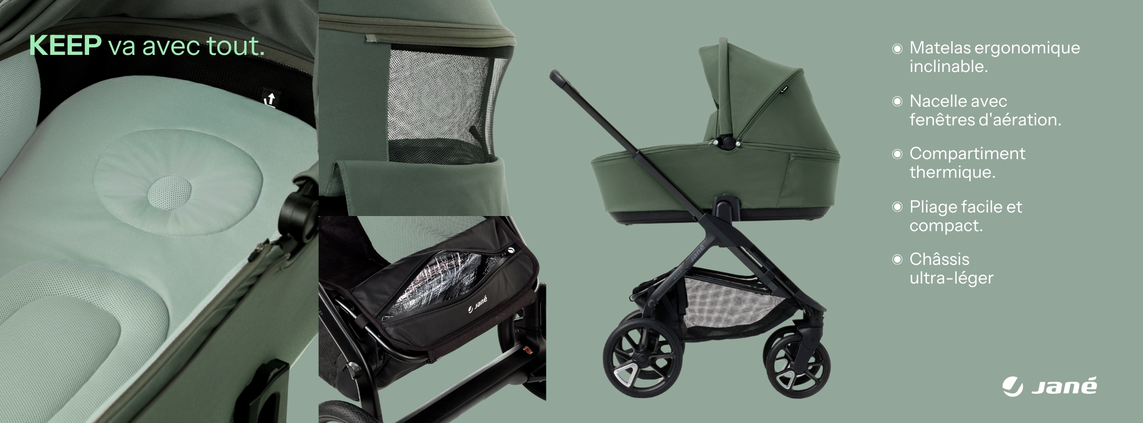 Baby Test Poussette Duo Keep + nacelle Sleep Jané