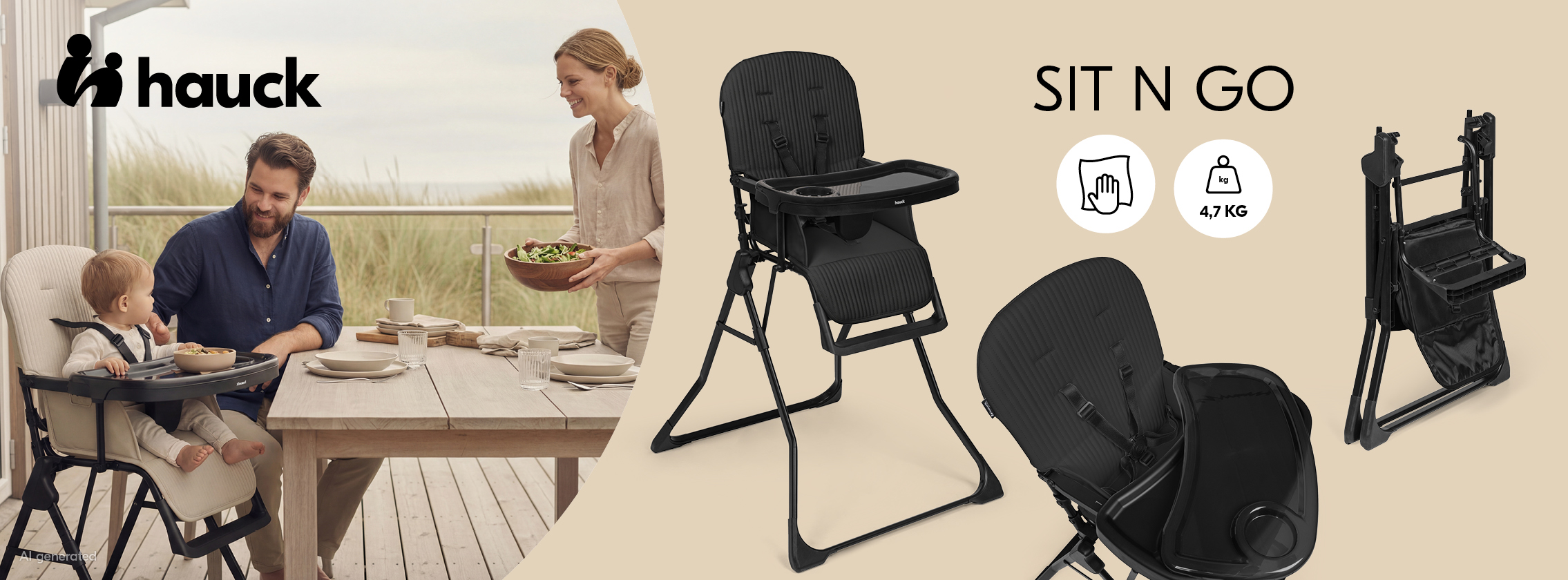 Baby Test Chaise haute Sit N Go Hauck
