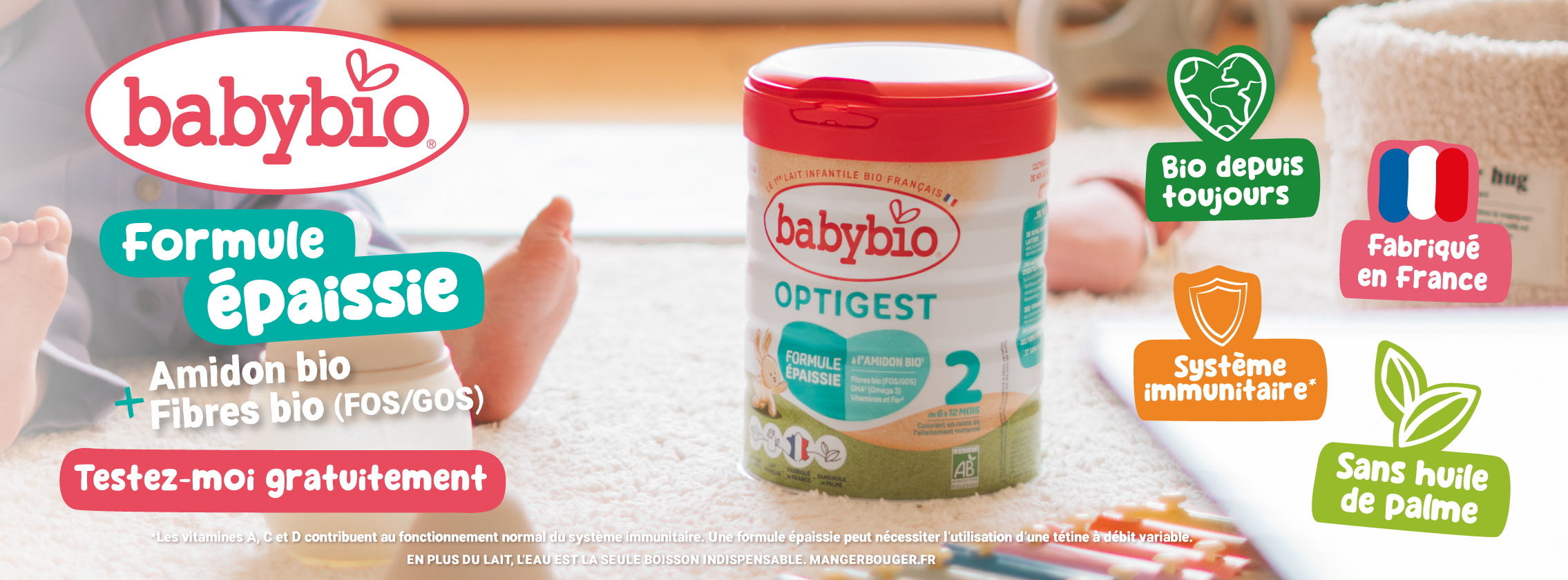 Baby Test Lait infantile Optigest 2 Babybio