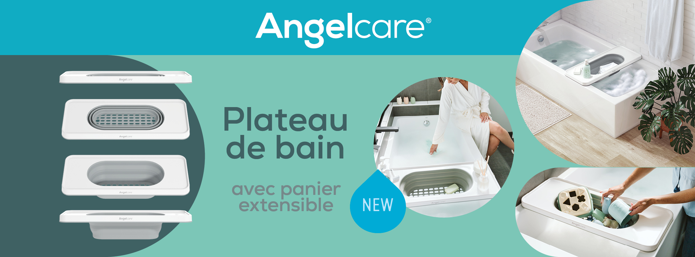 Baby Test Plateau de bain avec panier extensible Angelcare