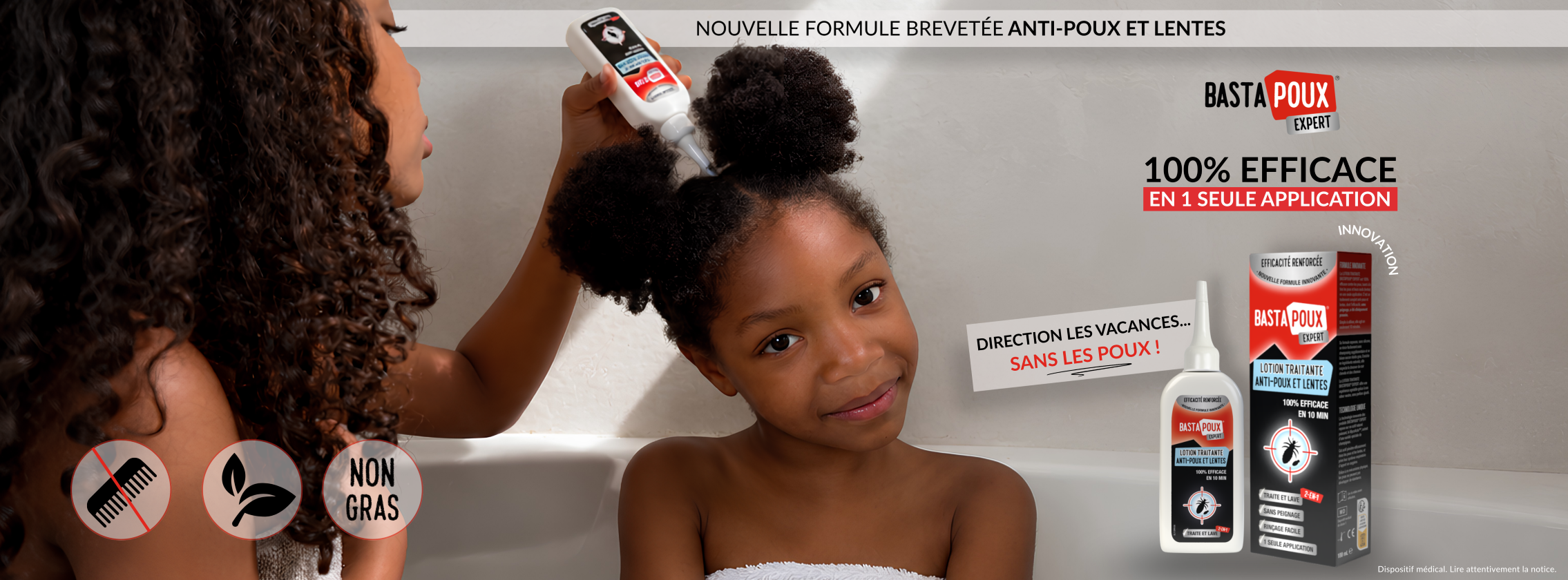 Baby Test Lotion traitante anti-poux et lentes 2-en-1 BastaPoux Expert