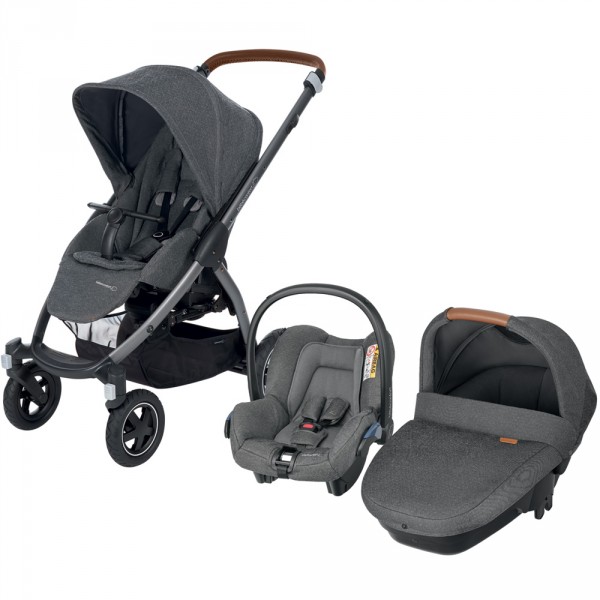 Trio poussette Stella, siège auto Citi et nacelle Amber 