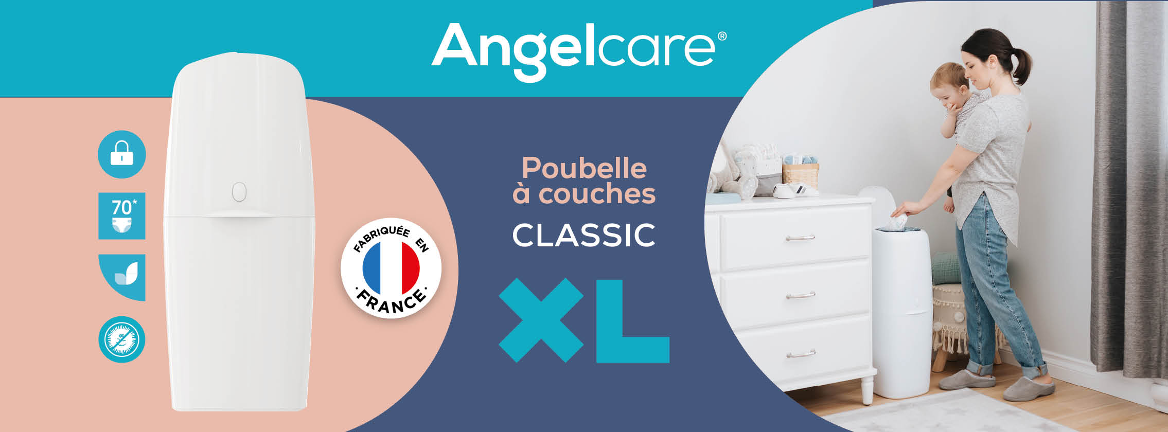 Baby Test Poubelle à couches Classic XL Angelcare