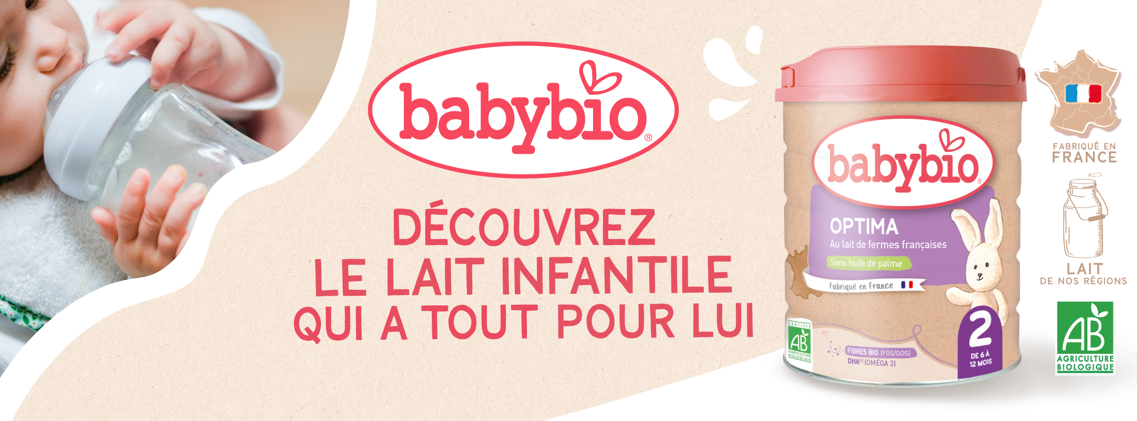 Baby Test Lait infantile Optima 2ème âge BABYBIO