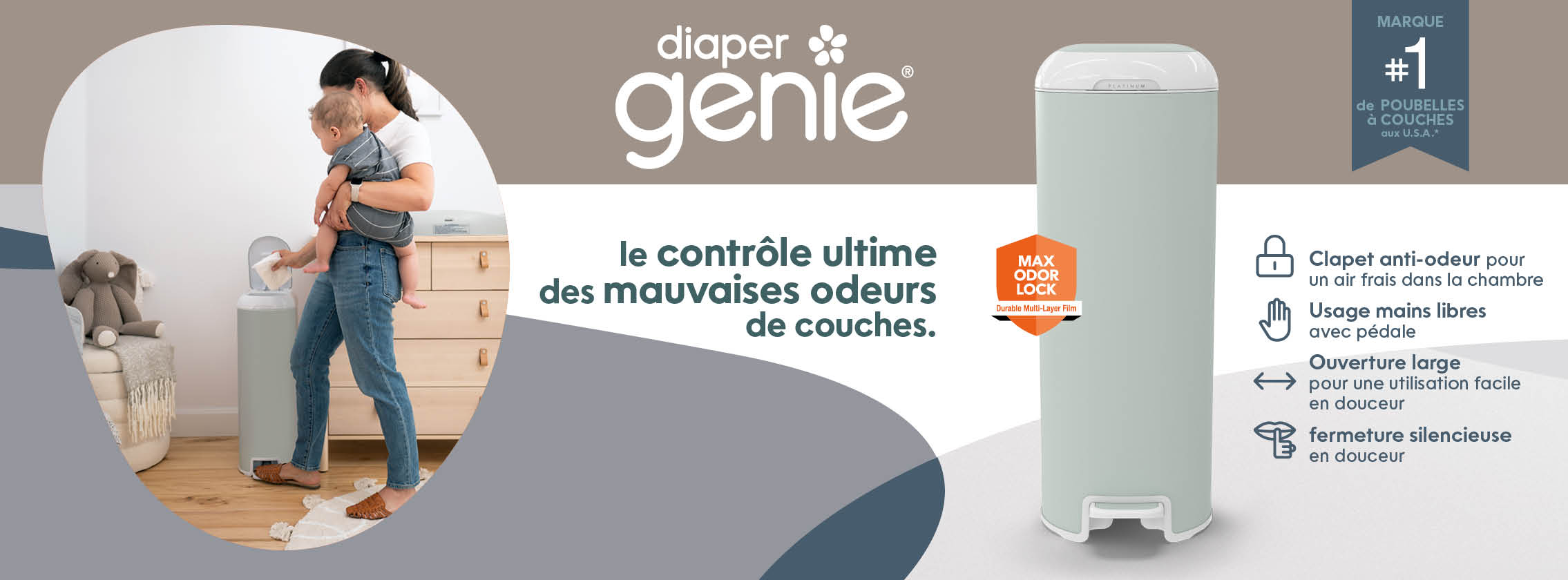 Baby Test Poubelle à couches Platinum Diaper Genie