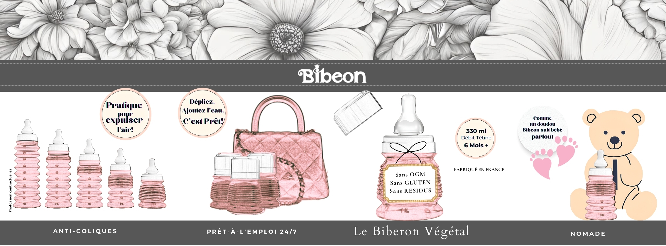 Baby Test Biberon végétal et nomade BIBEON