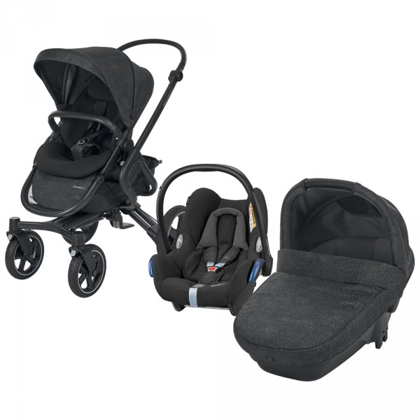 Trio poussette Nova 4 roues, siège auto Cabriofix et nacelle Amber plus