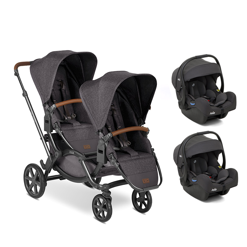 Duo poussette double Zoom + 2 coques i-Gemm Ember de Joie