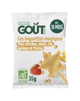 Baguettes magiques quinoa, maïs, pois chiche et fraise