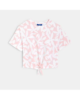 T-shirt imprimé noué rose fille