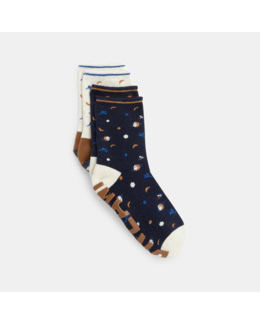 Chaussettes fantaisie anti-glisses (lot de 2 paires) bleues garçon