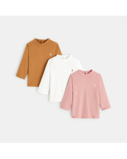 T-shirt uni petit col montant (lot de 3)