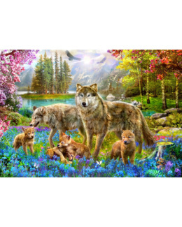 Puzzle Spring Wolf Family