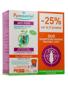 Lot de 2 shampooings masque traitant 2 en 1 anti-poux