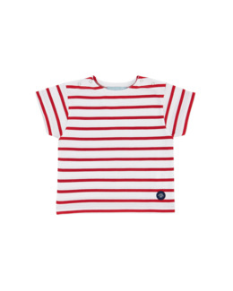 Marinière "Hoëdic" Baby - coton léger - Blanc/Braise