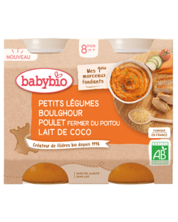 Boulghour Petits Légumes, Poulet Fermier et Lait de Coco Bio