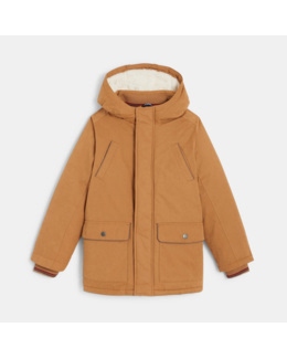 Parka doublée en moumoute sherpa marron garçon