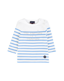 Marinière Baby " Ma 1ère marinière" - coton épais - Milk/Bleu Lobelia