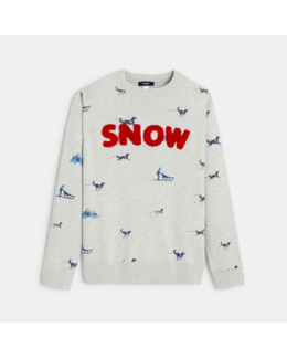 Sweat-shirt imprimé SNOW gris garçon