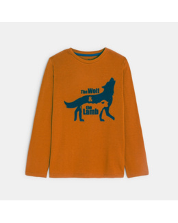 T-shirt manches longues thème fables orange garçon