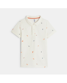 Polo manches courtes imprimé blanc garçon