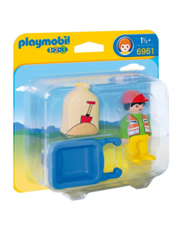 Playmobil 1.2.3 - Ouvrier avec brouette