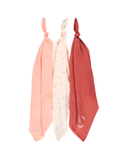 Lot de 3 langes en gaze de coton motif plumes