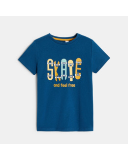 T-shirt motif skate bleu garçon