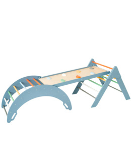 Ensemble triangle de Pikler Lou avec rampe et arche d'escalade Montessori