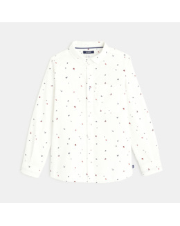 Chemise imprimée de petits motifs blanche garçon