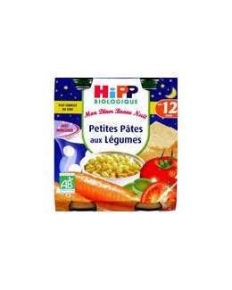 Menu Bonne Nuit Petites Pâtes aux Légumes - 2 pots x 250g - 12 mois