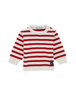 Pull marin rayé "Fouesnant" Baby - Nature/Braise