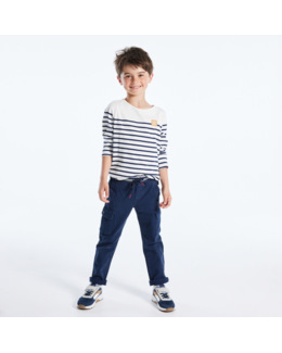 Pantalon cargo en toile unie bleu garçon