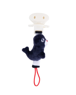 Accroche tétine phoque - velours - Navire/Blanc