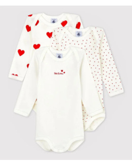 Lot de 3 bodies manches longues Coeurs