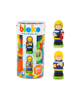 Tube de 100 blocs et 2 personnages en 3D de pompiers