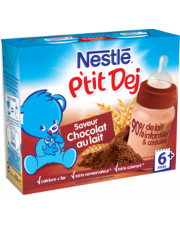 Nestlé P'tit Dej - Brique lait & céréales chocolat au lait