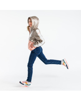 Blouson à capuche irisé et pastel orange fille