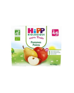 Pommes Poires 100% fruits - 4 coupelles x 100g - 4 mois