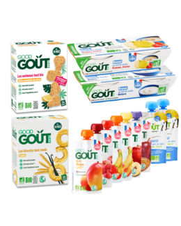 Mon pack Goûter bébé Bio Gourdes, Bols Brassés et Biscuits Bio