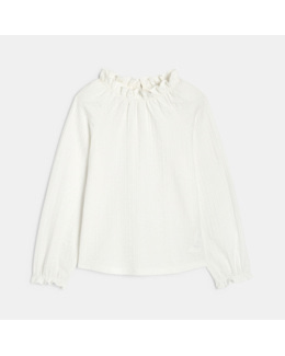 T-shirt à col collerette blanc fille