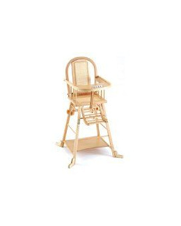 Chaise haute bois cannée transformable