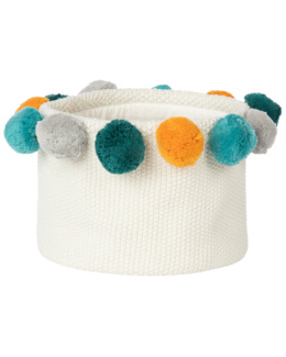 Panier de rangement en tricot avec pompoms