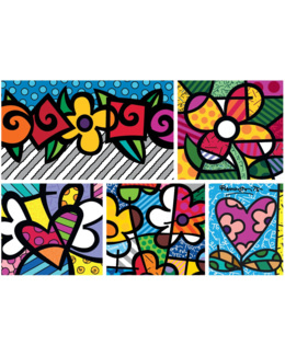 Puzzle Romero Britto - Collage: Hearts and Flowers