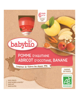 Gourde Pomme de Provence Abricot d'Occitanie Banane - 4x90g