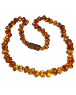 Collier en perles d'ambre lisses