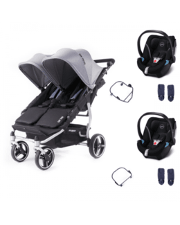 Poussette double Easy Twin 4 + 2 coques Cybex Aton 5