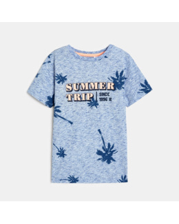 T-shirt motif palmiers bleu garçon
