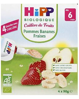 Gourde Pommes Bananes Fraises - 4 x 90g - 6 mois