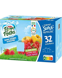 Compotes pomme, pomme fraise, pomme framboise